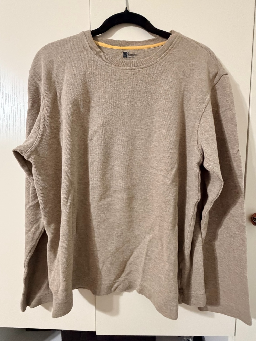 Vintage GAP Earth Tone Waffle Knit Long Sleeve Top Medium Beige Crewneck
